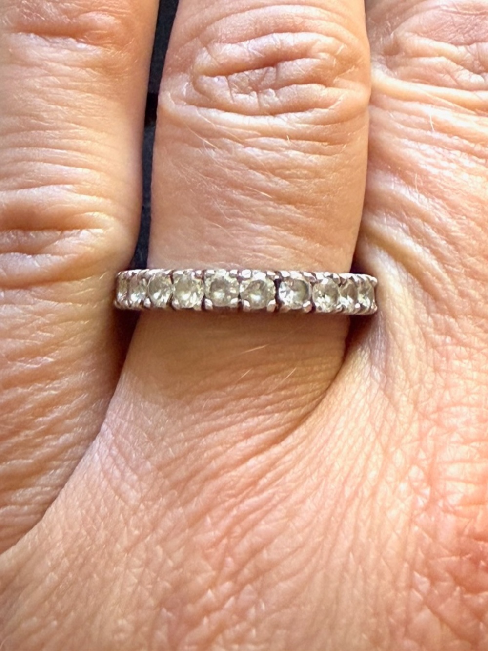 925 Sterling Silver Full Eternity Band Ring Round Cubic Zirconia CZ Wedding Sz 7